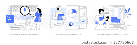 AI and AR for Marketing Innovation abstract concept vector illustrations. 137780668