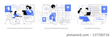 AI Supporting Education and Creativity abstract concept vector illustrations. 137780716