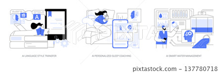 AI Enhancing Writing and Well-Being abstract concept vector illustrations. 137780718