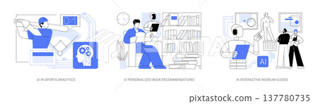 AI Elevating Sports, Reading, and Culture abstract concept vector illustrations. AI Elevating Sports, Reading, and Culture abstract concept vector illustrations. 137780735