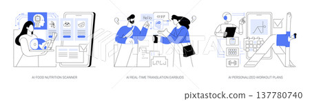 AI Enhancing Health and Travel abstract concept vector illustrations. 137780740