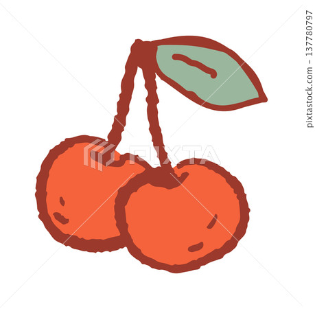 Sweet cherry bunch retro design Sweet cherry bunch retro design 137780797