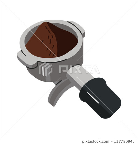 Espresso machine portafilter with ground coffee 137780943