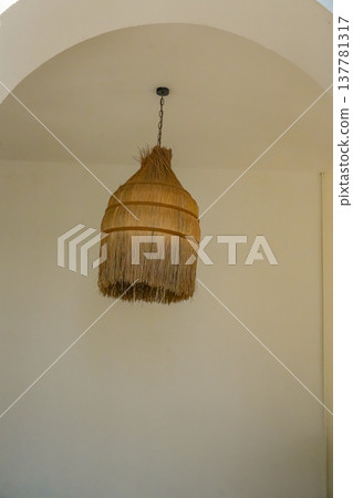 Straw Hanging Lamp in Archway Straw Hanging Lamp in Archway 137781317