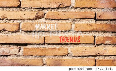 Market trends words symbol. Concept words Market trends on beautiful brick wall. Beautiful brick wall background. Business and Market trends words concept. Copy space. Market trends words symbol. Concept words Market trends on beautiful brick wall. Beautiful brick wall background. Business and Market trends words concept. Copy space. 137781419