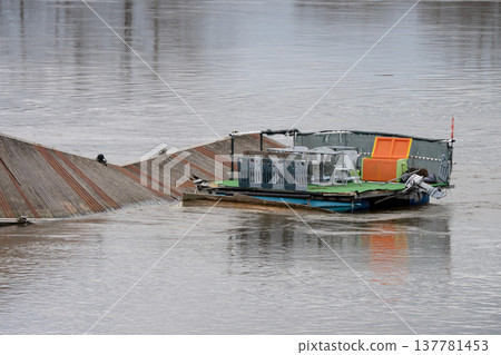 Boat marina in Tejo river destroyed by the wind of the major storms that hit Portugal in 2026 winter Boat marina in Tejo river destroyed by the wind of the major storms that hit Portugal in 2026 winter 137781453