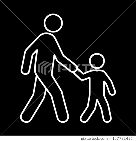 Line icon of a parent and child holding hands (white) 137781455