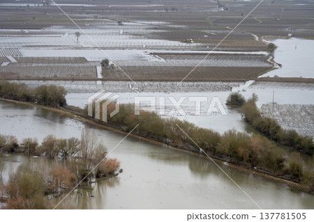 The impact of floods in Portugal in 2026, when rivers overflow and inundate agricultural fields The impact of floods in Portugal in 2026, when rivers overflow and inundate agricultural fields 137781505