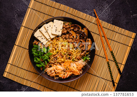 Korean style instant noodle, Shin Ramyeon. Korean style instant noodle, Shin Ramyeon. 137781653