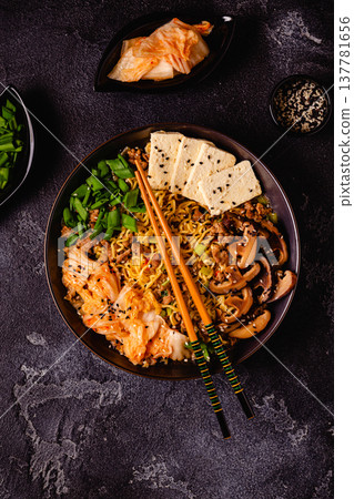 Korean style instant noodle, Shin Ramyeon. Korean style instant noodle, Shin Ramyeon. 137781656
