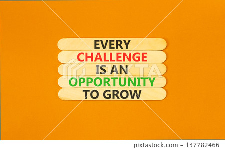 Challenge word symbol. Concept words Every challenge is an opportunity to grow on beautiful wooden sticks. Beautiful orange paper background. Business challenge is an opportunity concept. Copy space. Challenge word symbol. Concept words Every challenge is an opportunity to grow on beautiful wooden sticks. Beautiful orange paper background. Business challenge is an opportunity concept. Copy space. 137782466