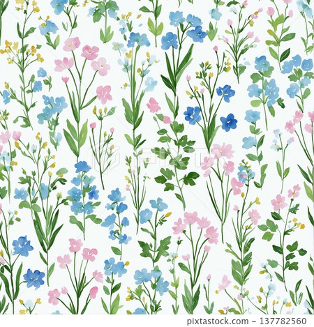 watercolor painting of leaf and flowers pattern watercolor painting of leaf and flowers pattern 137782560