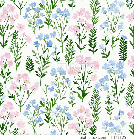 watercolor painting of leaf and flowers pattern watercolor painting of leaf and flowers pattern 137782561