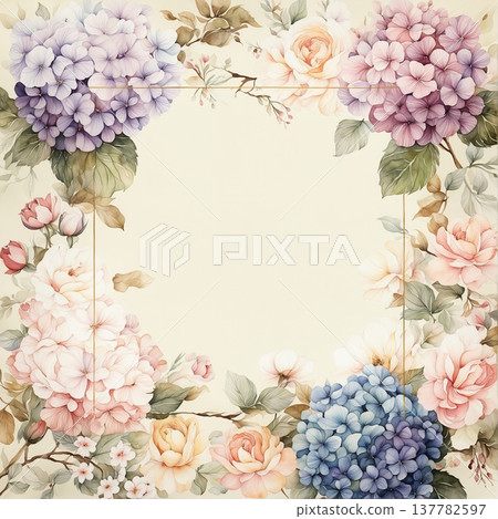 watercolor painting of leaf and flowers pattern watercolor painting of leaf and flowers pattern 137782597