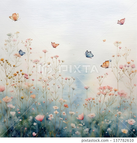 watercolor painting of leaf and flowers pattern watercolor painting of leaf and flowers pattern 137782610