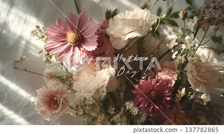 Flowers celebrate Mother's Day in a bright room with sunlight shining through a window Flowers celebrate Mother's Day in a bright room with sunlight shining through a window 137782865