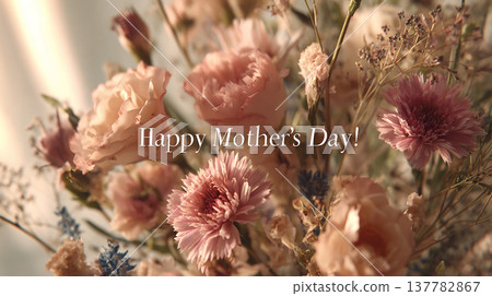 Flowers for mothers on Mother's Day with warm wishes in a bright setting Flowers for mothers on Mother's Day with warm wishes in a bright setting 137782867