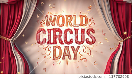 World Circus Day celebration with decorations and bright lights in an entertainment venue World Circus Day celebration with decorations and bright lights in an entertainment venue 137782908