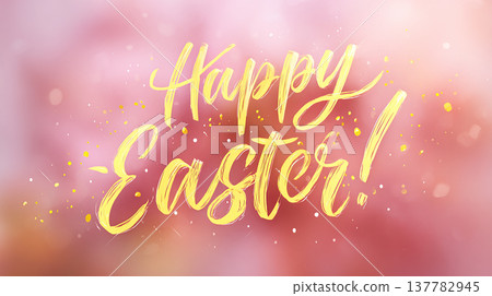 Easter greeting with colorful background and bright lettering celebrating the holiday spirit 137782945
