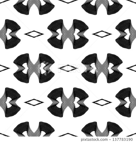 Black and White Abstract Brushstroke Seamless Pattern with Bold Symmetrical Ink Motifs Black and White Abstract Brushstroke Seamless Pattern with Bold Symmetrical Ink Motifs 137783190