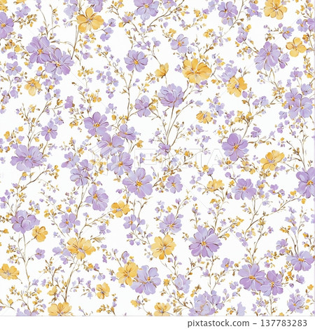 watercolor painting of leaf and flowers pattern watercolor painting of leaf and flowers pattern 137783283