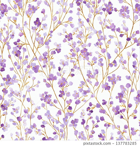 watercolor painting of leaf and flowers pattern watercolor painting of leaf and flowers pattern 137783285