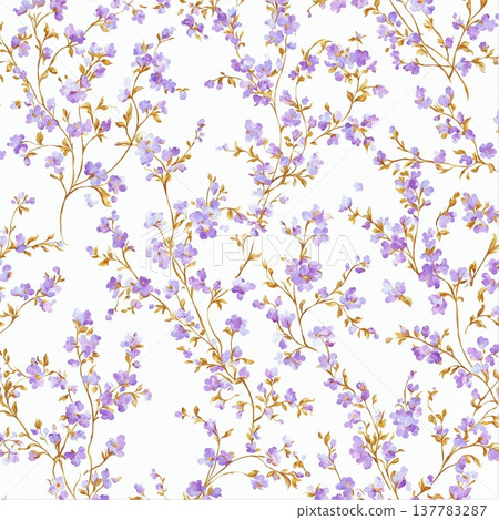 watercolor painting of leaf and flowers pattern watercolor painting of leaf and flowers pattern 137783287