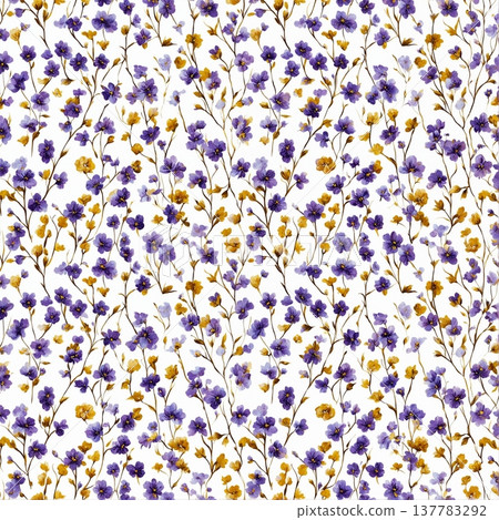 watercolor painting of leaf and flowers pattern watercolor painting of leaf and flowers pattern 137783292