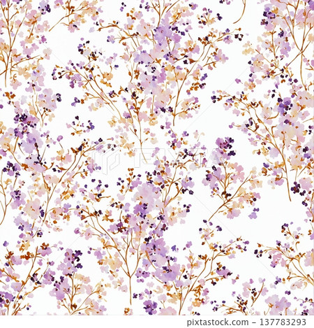 watercolor painting of leaf and flowers pattern watercolor painting of leaf and flowers pattern 137783293