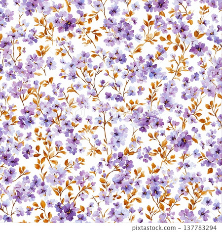 watercolor painting of leaf and flowers pattern watercolor painting of leaf and flowers pattern 137783294