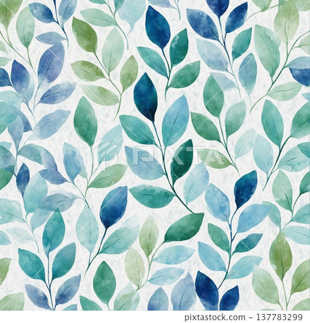 watercolor painting of leaf and flowers pattern 137783299