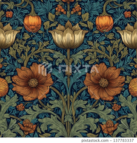 watercolor painting of leaf and flowers pattern watercolor painting of leaf and flowers pattern 137783337