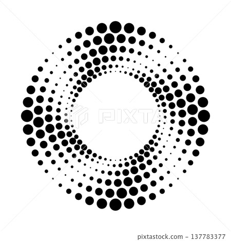 Halftone dotted speed lines circle. Geometric art in circle form. Round swirl movement symbol. Halftone circular dotted frame. Vector design element Halftone dotted speed lines circle. Geometric art in circle form. Round swirl movement symbol. Halftone circular dotted frame. Vector design element 137783377