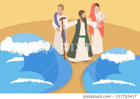 3D Isometric Flat Vector Illustration of Miracle Of Moses , Splitting The Sea In The Bible 3D Isometric Flat Vector Illustration of Miracle Of Moses , Splitting The Sea In The Bible 137783417