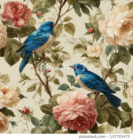 watercolor painting of leaf and flowers pattern watercolor painting of leaf and flowers pattern 137783475