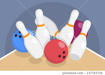 3D Isometric Flat Vector Illustration of Bowling, Perfect for Sports Designs, Game Posters 3D Isometric Flat Vector Illustration of Bowling, Perfect for Sports Designs, Game Posters 137783736