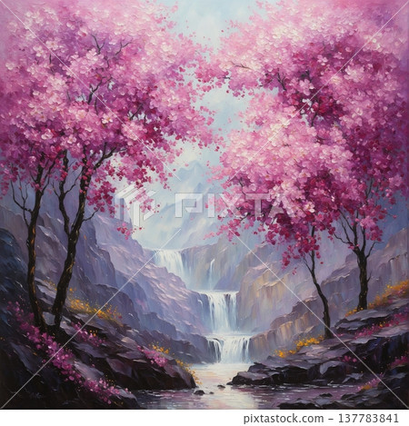 spring background with flowers of cherry blossoms 137783841