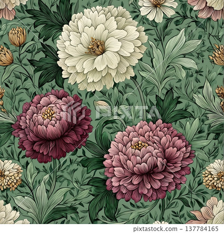 watercolor painting of leaf and flowers pattern watercolor painting of leaf and flowers pattern 137784165
