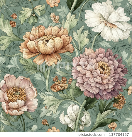 watercolor painting of leaf and flowers pattern watercolor painting of leaf and flowers pattern 137784167
