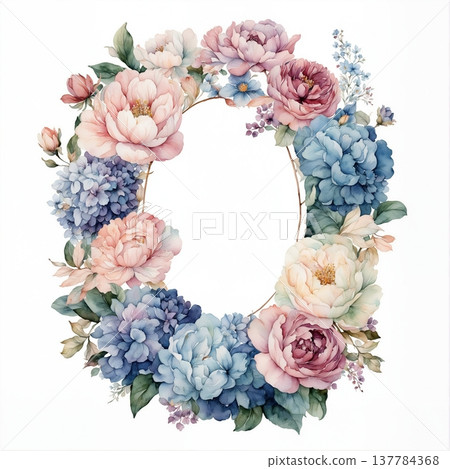 watercolor painting of leaf and flowers 137784368