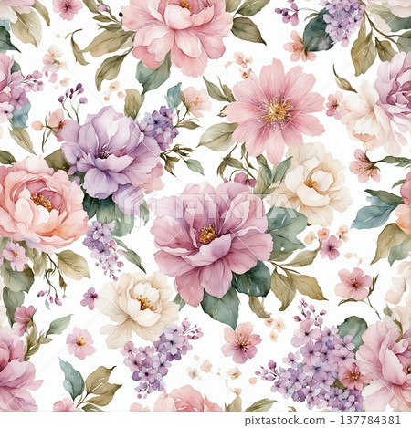 watercolor painting of leaf and flowers watercolor painting of leaf and flowers 137784381
