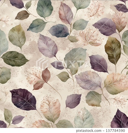 watercolor painting of leaf and flowers watercolor painting of leaf and flowers 137784390