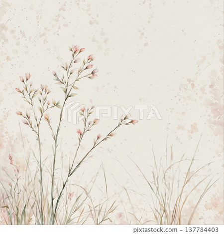 watercolor painting of leaf and flowers 137784403