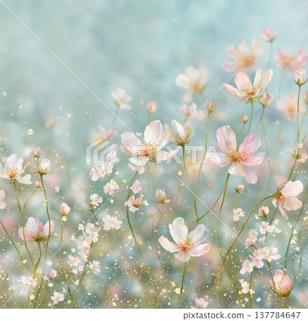 watercolor painting of leaf and flowers pattern watercolor painting of leaf and flowers pattern 137784647