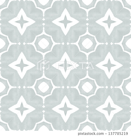 Soft Sage Watercolor Ikat Seamless Pattern with Symmetrical Ornamental Motifs Soft Sage Watercolor Ikat Seamless Pattern with Symmetrical Ornamental Motifs 137785219