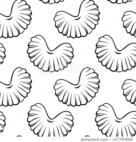 Black and white pattern of scallop-shaped shortbread cookies. Simple vector graphic for fabric prints, stationery or cafe branding 137785660