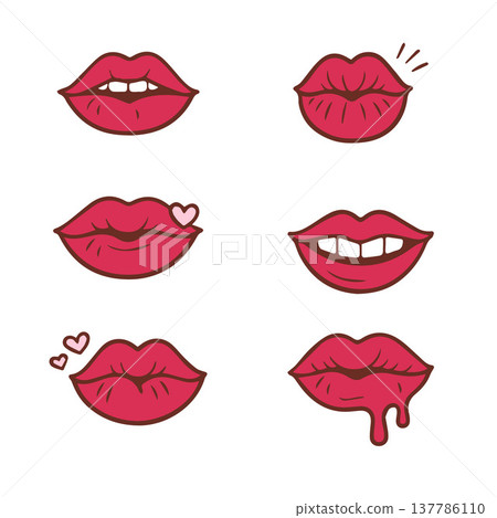 Fashion Illustration Woman Mouth. different lips doodle hand drawn icon set. drawing red lips line clipart symbol collection. Vector illustration. Vector illustration Fashion Illustration Woman Mouth. different lips doodle hand drawn icon set. drawing red lips line clipart symbol collection. Vector illustration. Vector illustration 137786110
