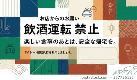 Poster template for restaurants to raise awareness about the prohibition of drunk driving and encourage safe return home. 137786155