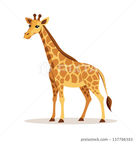 Cute giraffe isolated on white background. Wild animal illustration. 137786383
