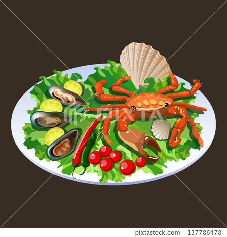 Crab in salad - vector 137786478